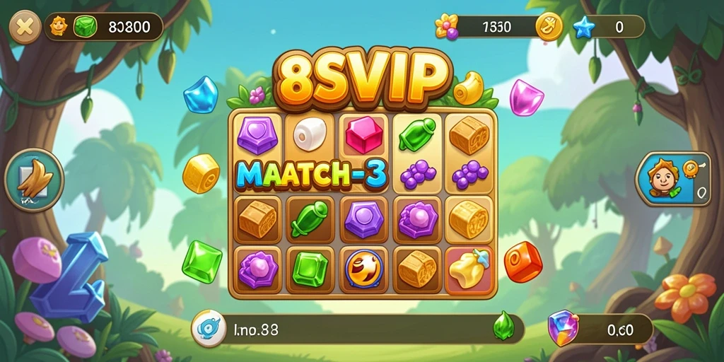 Gameplay menarik dari permainan Match-3 8SVIP.