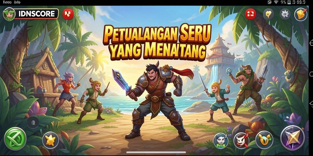 Screenshot gameplay IDNSCORE yang menampilkan aksi petualangan yang mendebarkan.