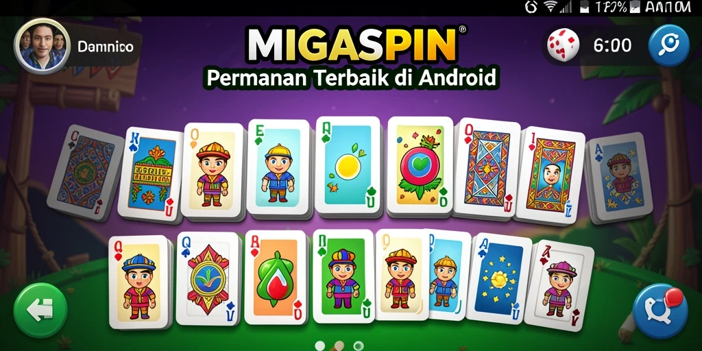 Screenshot gameplay MIGASPIN yang menampilkan permainan Domino yang seru.
