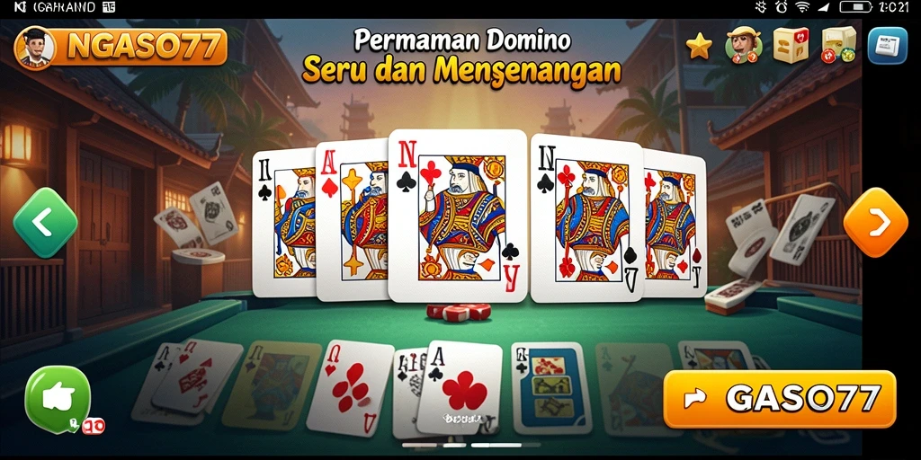 Tampilan gameplay seru dalam NGASO77 yang menampilkan domino.