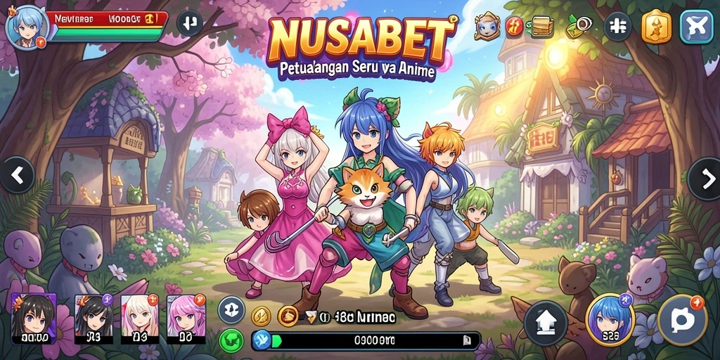 Tampilan gameplay NUSABET yang menakjubkan dengan karakter anime.