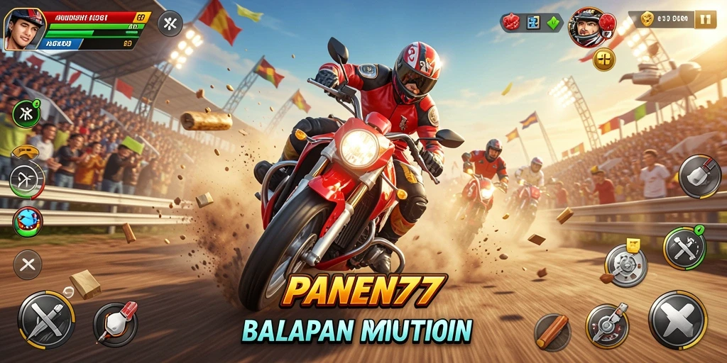 Tampilan gameplay mendebarkan di <strong>PANEN77</strong> saat balapan berlangsung.