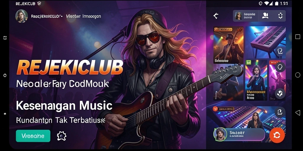 Tampilan gameplay seru dalam REJEKICLUB, penuh interaksi musik.