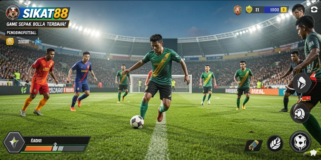 Tangkapan layar SIKAT88 menampilkan aksi permainan sepak bola yang intens dan seru.