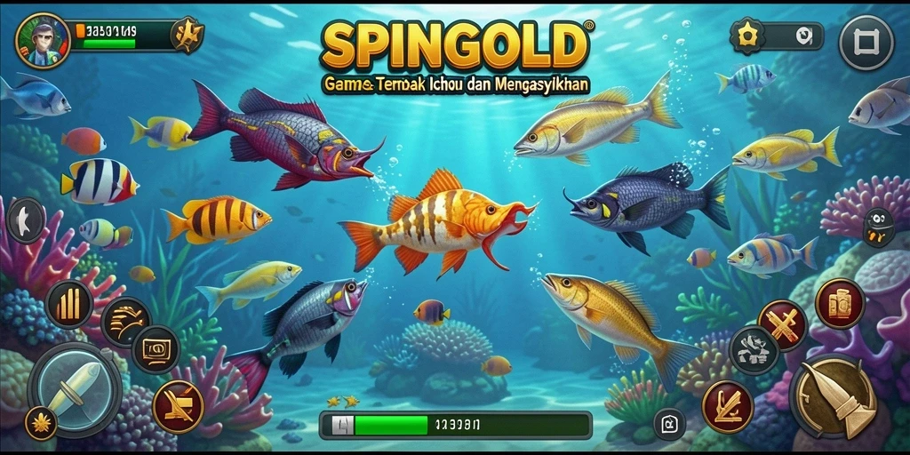 Gameplay seru menembak ikan di SPINGOLD dengan grafis menarik.