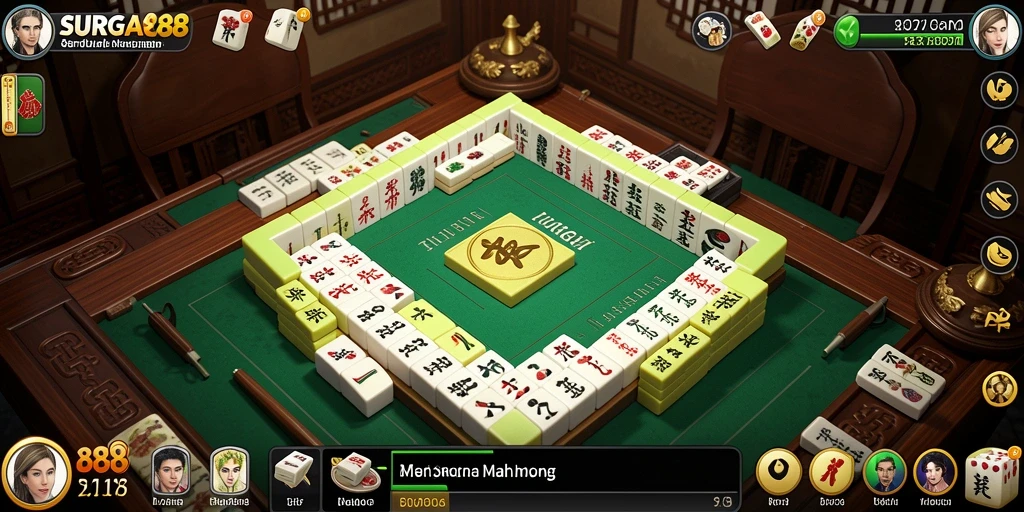 Screenshot menunjukkan gameplay menarik dalam permainan Mahjong SURGA88.