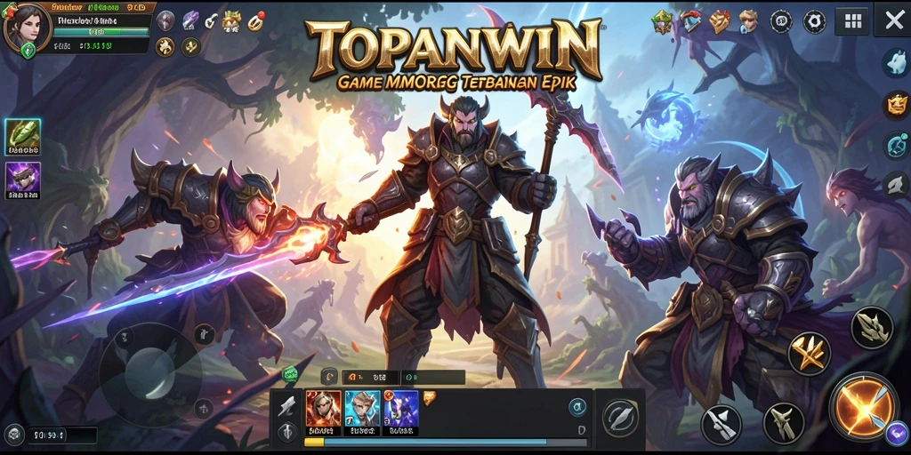 Screenshot gameplay <strong>TOPANWIN</strong> yang menggambarkan aksi epic di dunia fantasi.