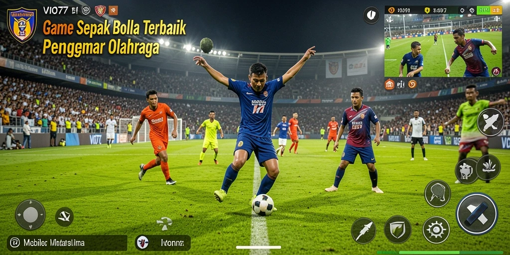 Screenshot utama VIO77 menampilkan aksi seru permainan sepak bola.
