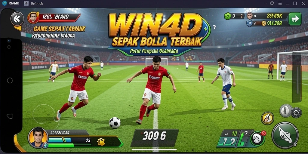 Tampilan gameplay mendebarkan dari WIN4D dalam aksi sepak bola.